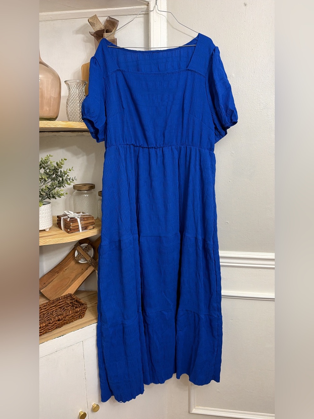 Women's Square-Neck Maxi Dress in Royal Blue